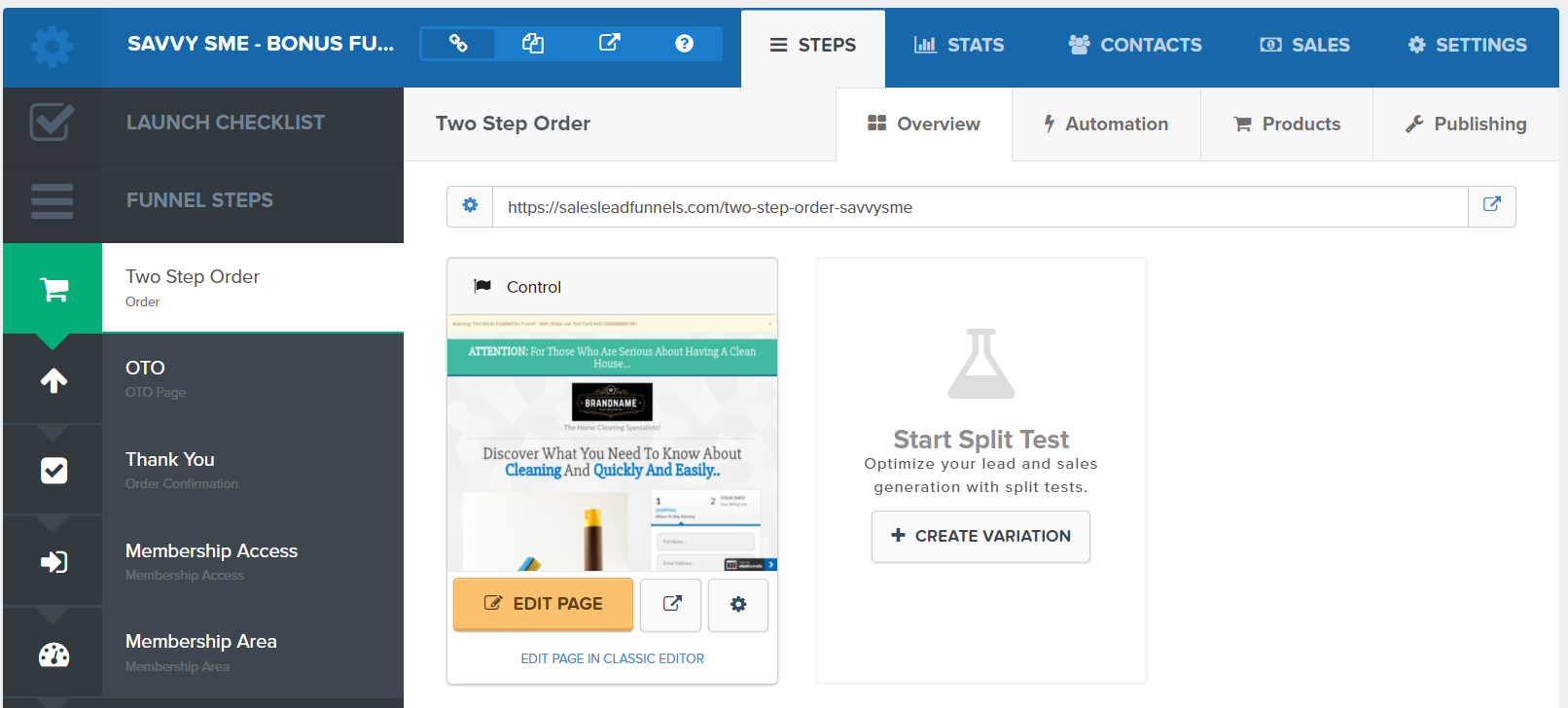 sales funnel example